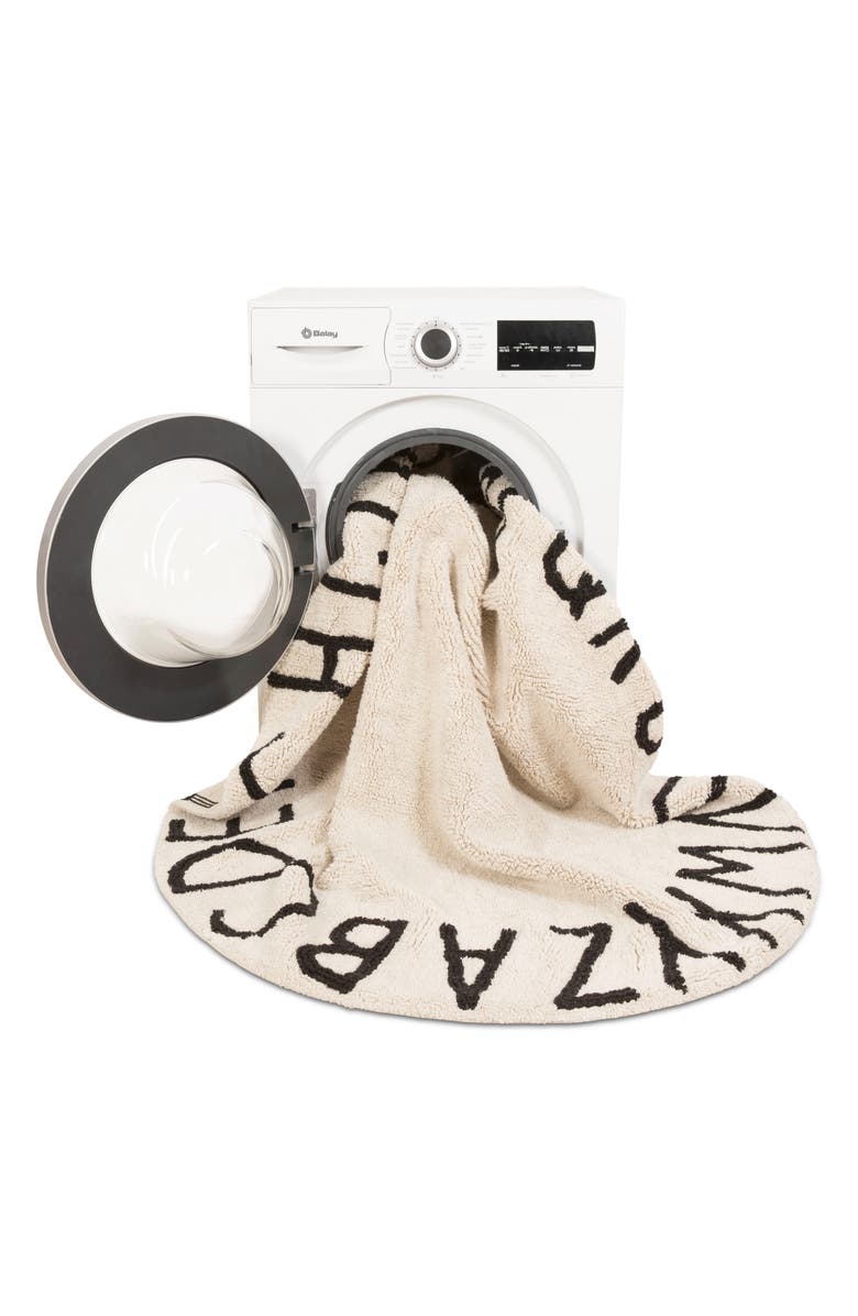 Lorena Canals A to Z Rug, Alternate, color, Round Black