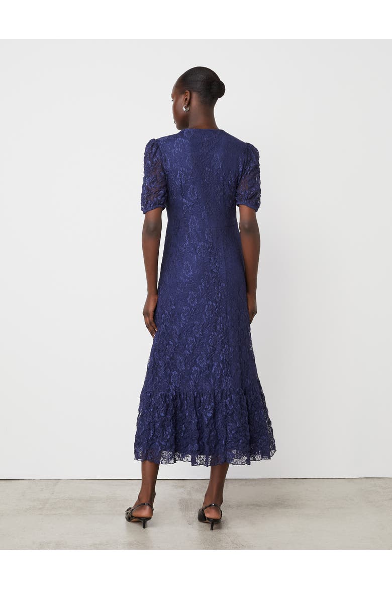 Loretta Short Sleeve Lace Midi Dress, Alternate, color, Navy