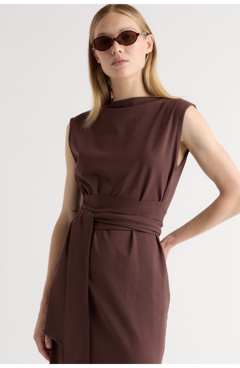 Modern Citizen Edina Tie-Front Slit-Neck Dress, Alternate, color, 