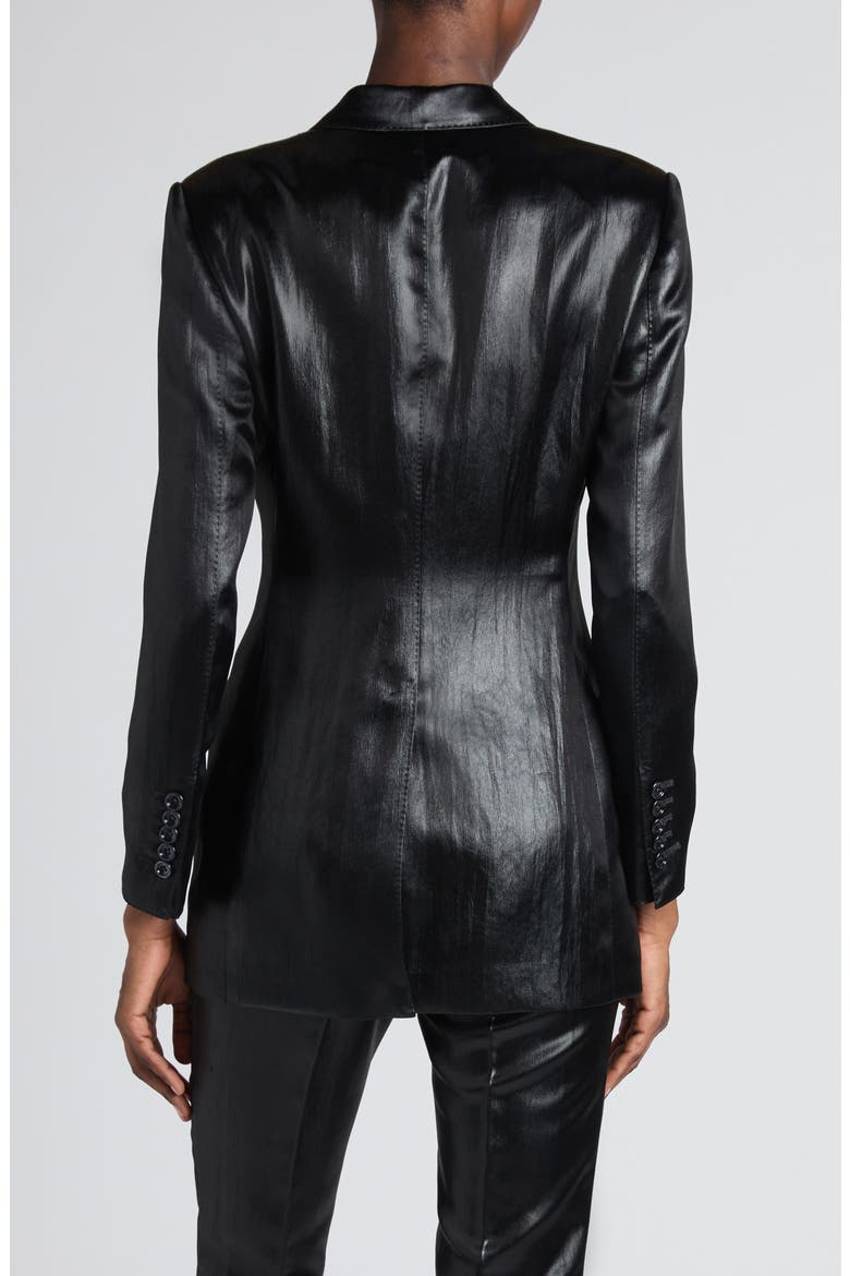 Bianca Single Breasted Liquid Satin Blazer, Alternate, color, BLACK