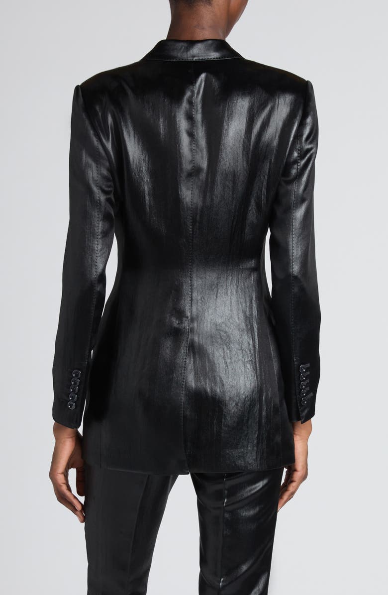 TOM FORD Bianca Single Breasted Liquid Satin Blazer, Alternate, color, Black