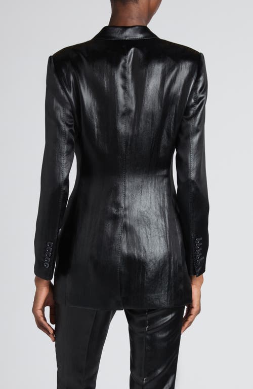 Tom Ford Bianca Single Breasted Liquid Satin Blazer In Black