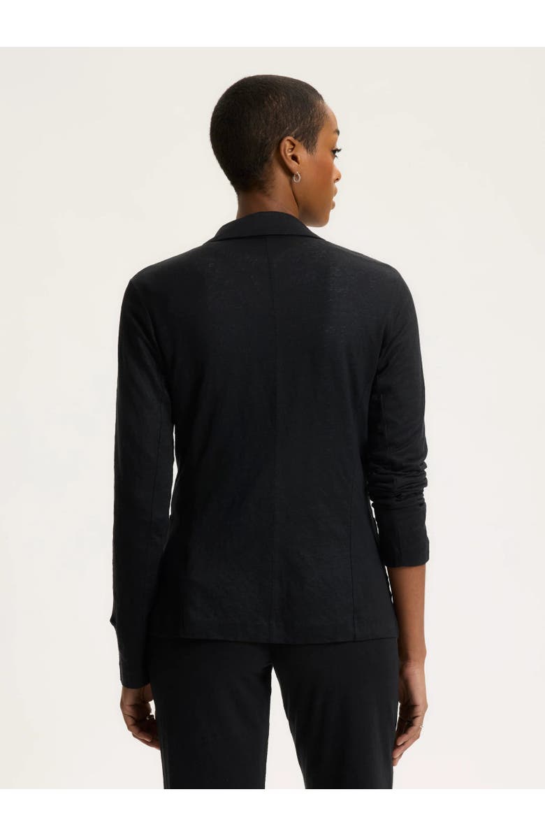 Majestic Filatures Stretch Linen One Button Blazer, Alternate, color, Noir
