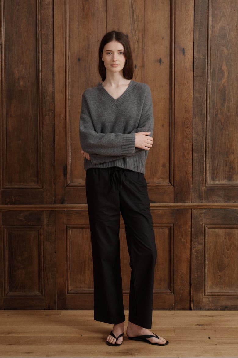 Siena Organic Cotton Poplin Pant, Alternate, color, Black
