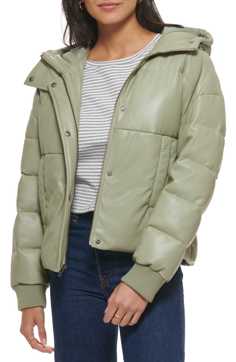 Levi's Water Resistant Faux Leather Puffer Jacket, Alternate, color, 