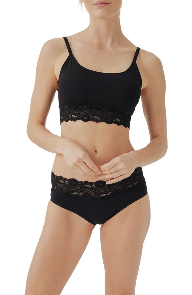 Pact Organic Cotton Lace Smooth Cup Bralette, Main, color, Black
