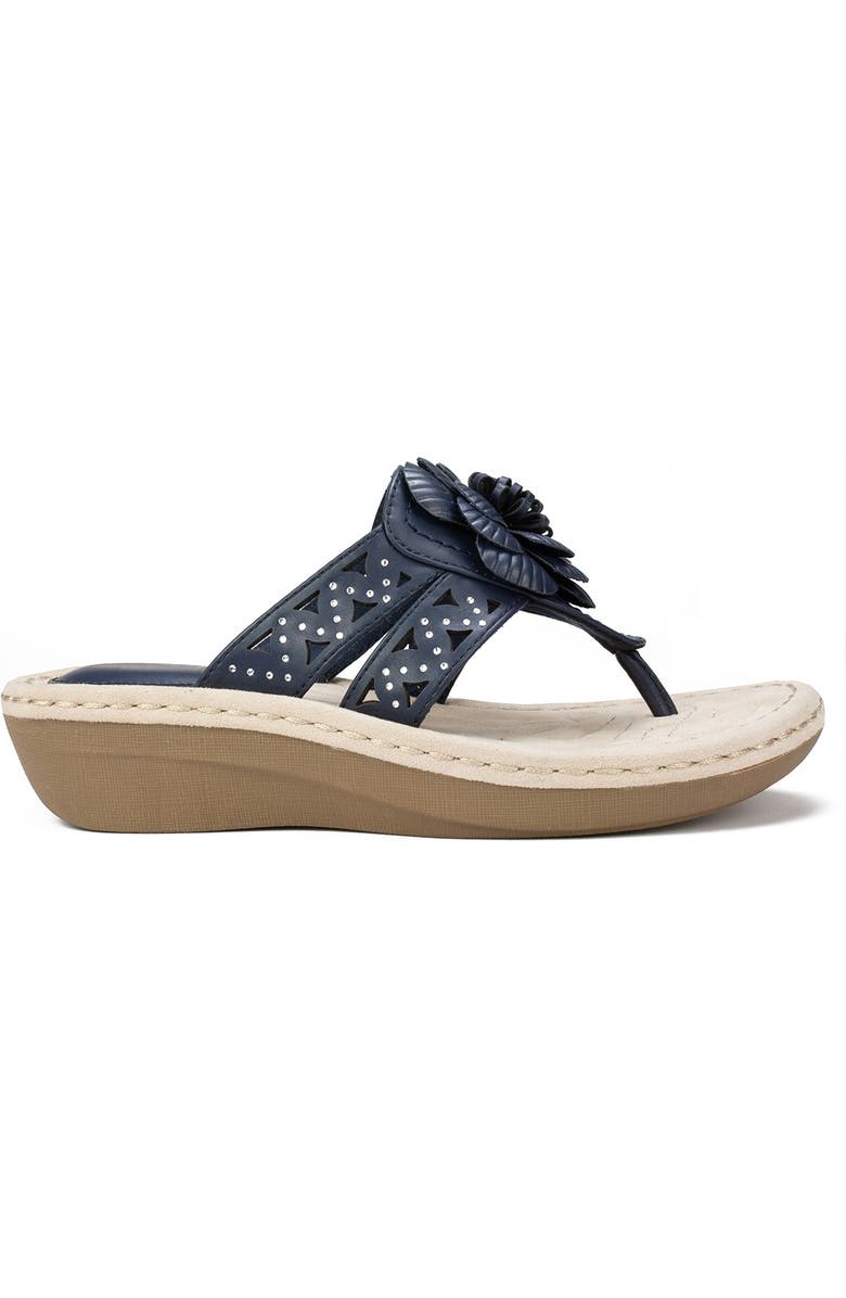 CLIFFS BY WHITE MOUNTAIN Cynthia Thong Comfort Sandal - Multiple Widths Available, Alternate, color, Navy/Smooth