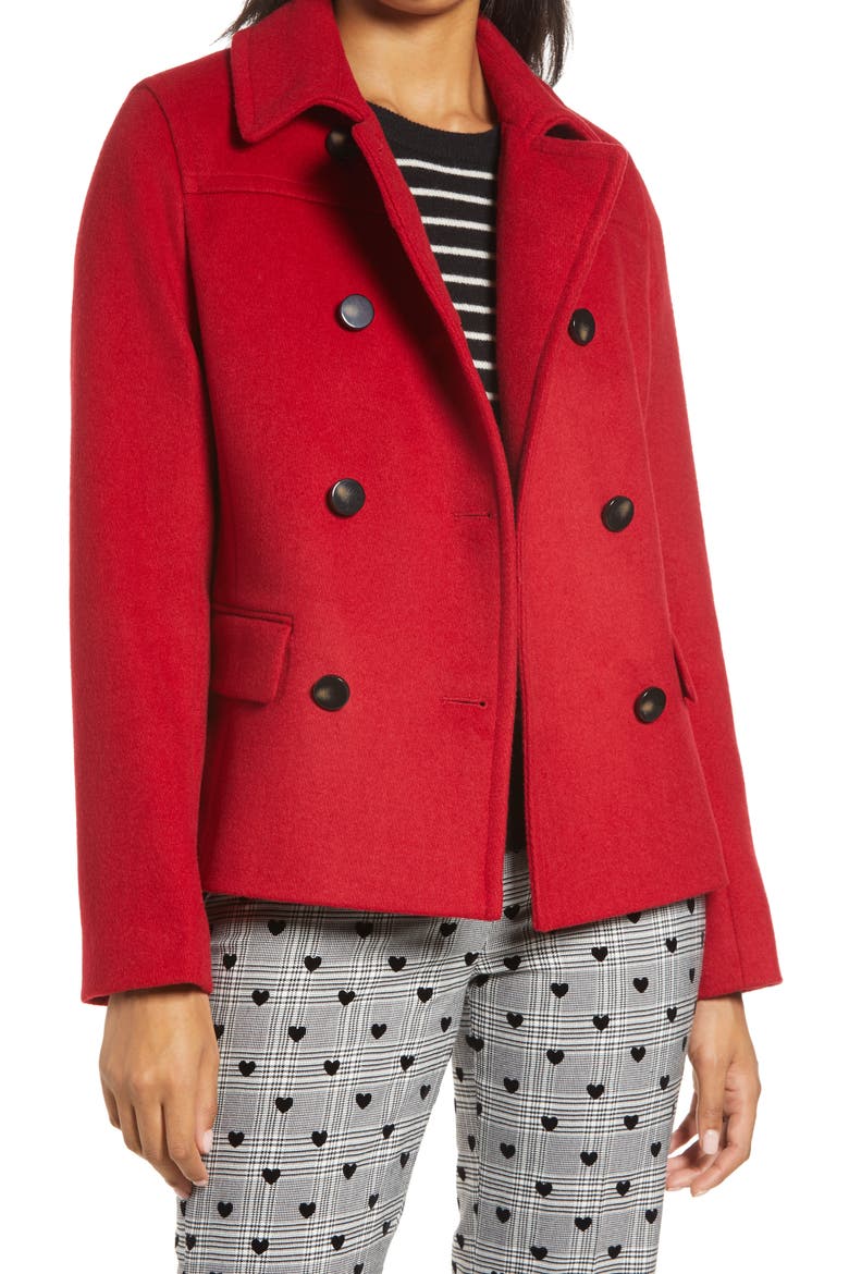 x Atlantic-Pacific Short Double Breasted Coat, Main, color, RED BLAZE