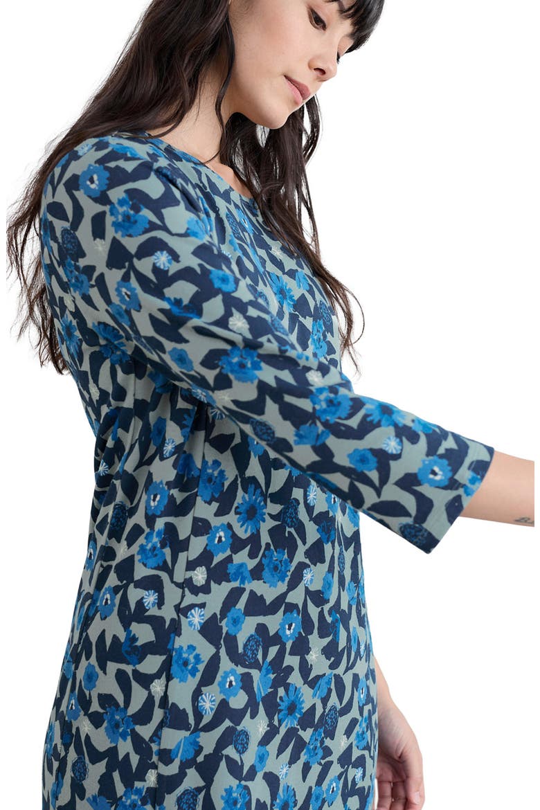 Cornish Oaks Long Sleeve Stretch Organic Cotton Dress, Alternate, color, PRESSED PLANTS LICHEN