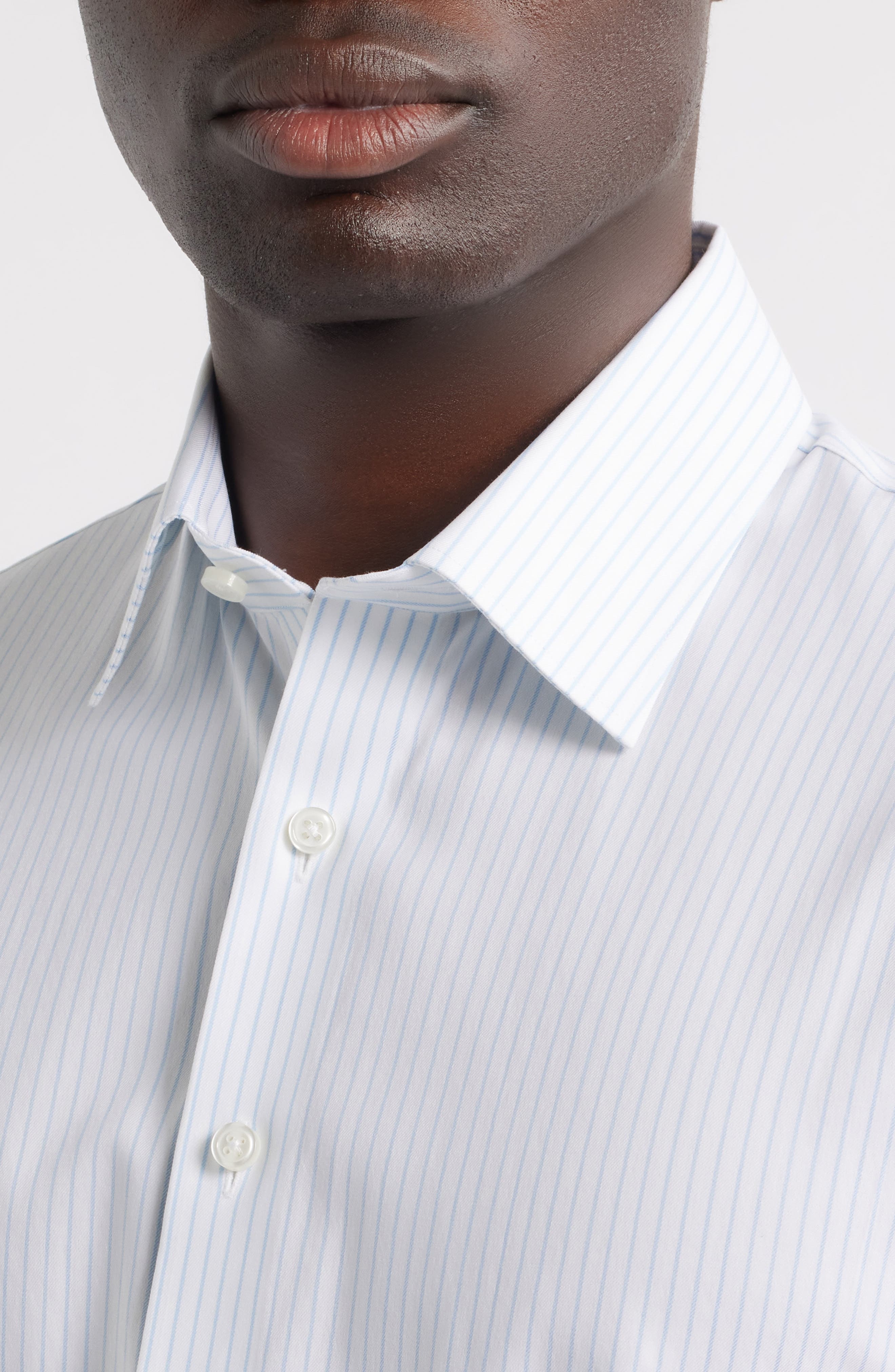 nordstrom trim fit dress shirt Nordstrom Trim Fit Premium Performance Dress Shirt in Blue Dark Riverton Dobby at Nordstrom, Size 18