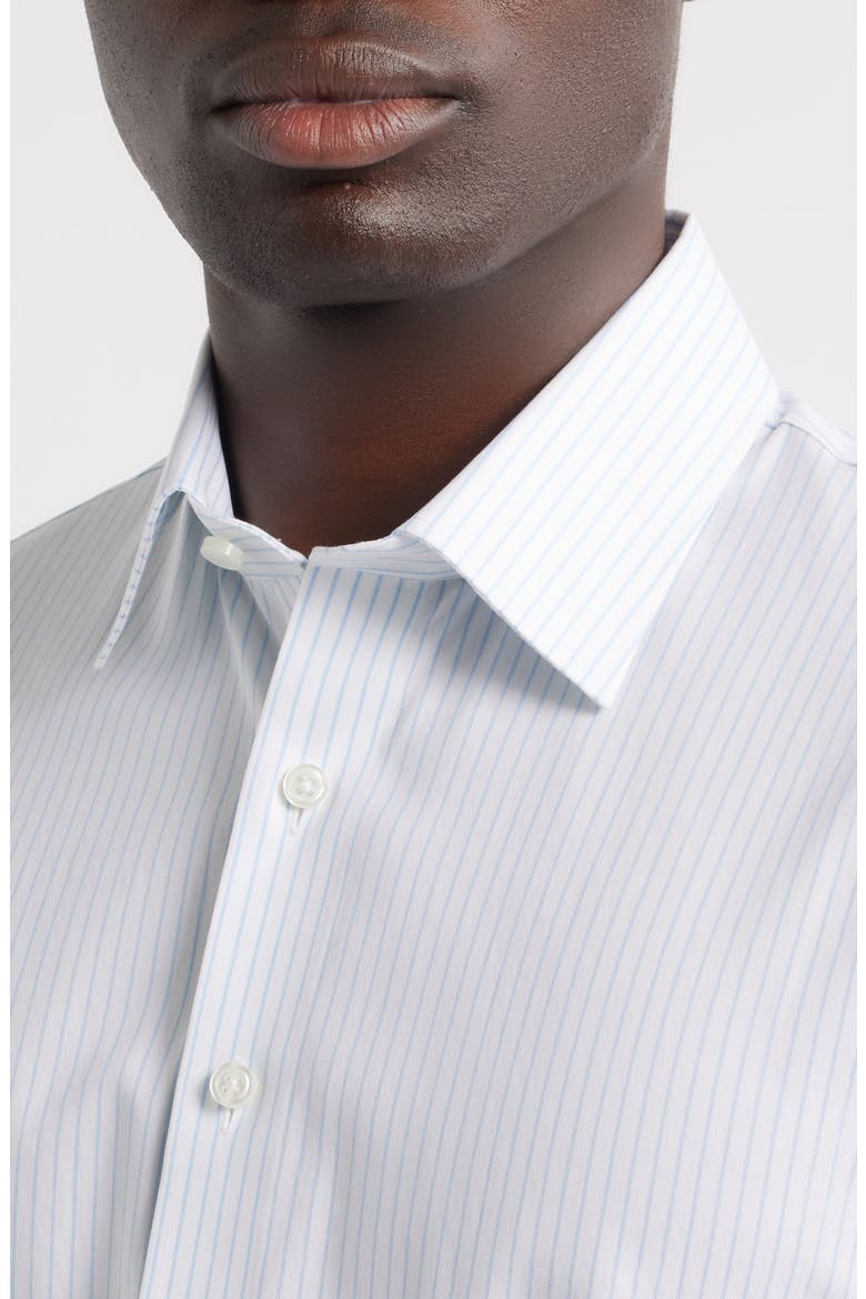 Trim Fit Premium Performance Dress Shirt, Alternate, color, BLUE IVORIS STRIPE