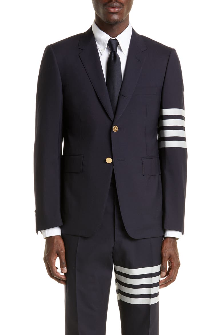 4 Bar Mélange Wool Sport Coat, Main, color, NAVY
