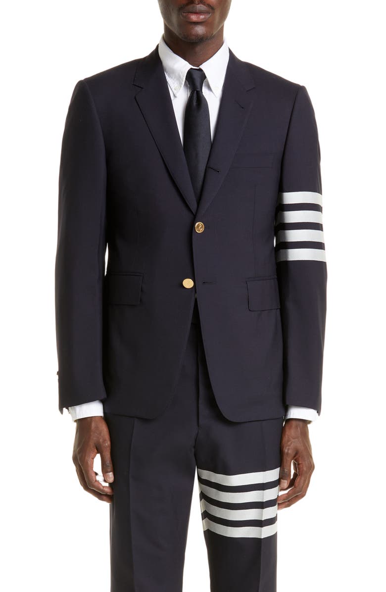 Thom Browne 4 Bar Mélange Wool Sport Coat, Main, color, Navy