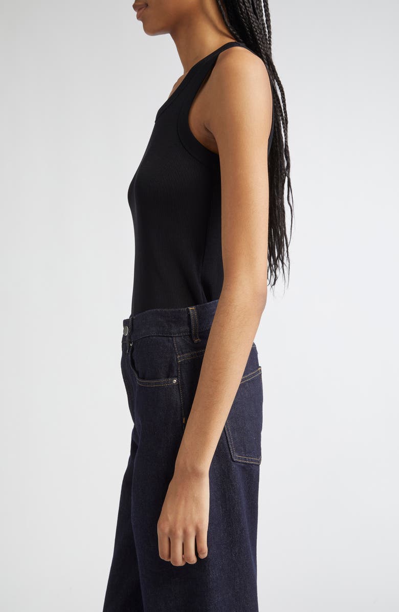 LOULOU DE SAISON Limba Mercerized Cotton Rib Tank, Alternate, color, Black