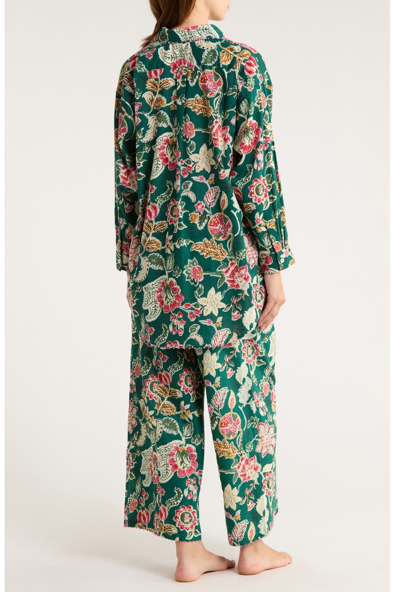 Oversize Shirt & Pants Cotton Pajamas, Alternate, color, FOREST