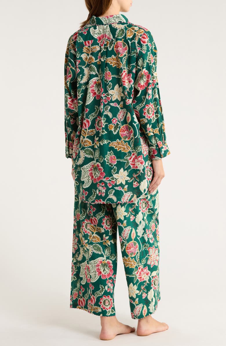 Chan Luu Oversize Shirt & Pants Cotton Pajamas, Alternate, color, Forest
