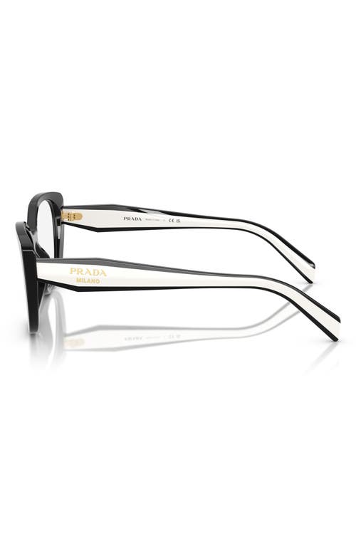 Prada 51mm Cat Eye Optical Glasses In Black