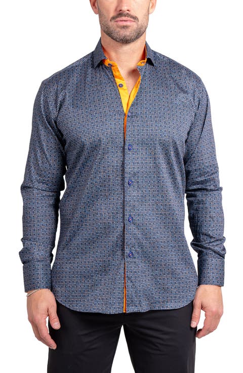 Einstein Ascension Digital Print Stretch Cotton Button-Up Shirt