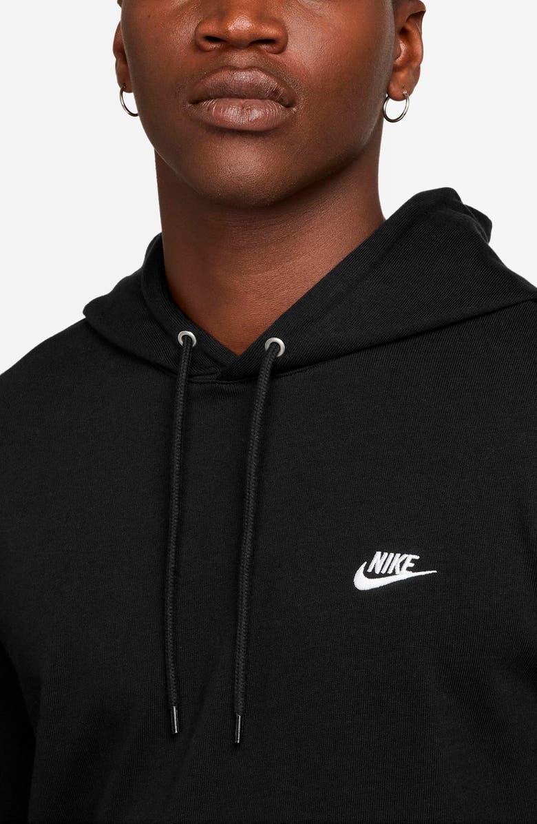 Nike Club Cotton Brushed Fleece Hoodie, Alternate, color, Black/ White