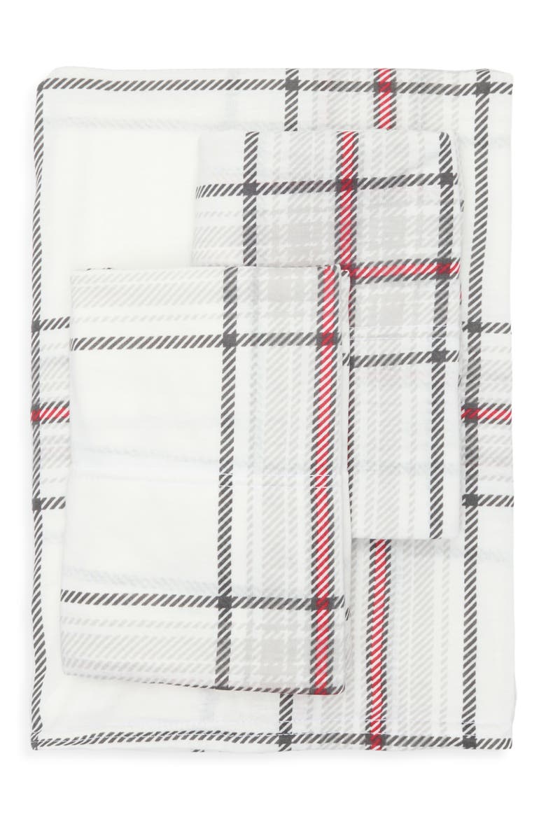 Plaid Jersey Sheet Set, Main, color, GREY VAPOR MULTI