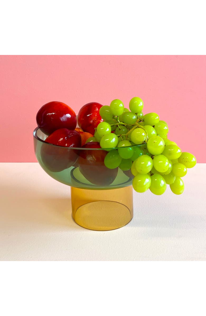 CLOUDNOLA Tip Top Glass Bowl, Alternate, color, Yellow/ Green