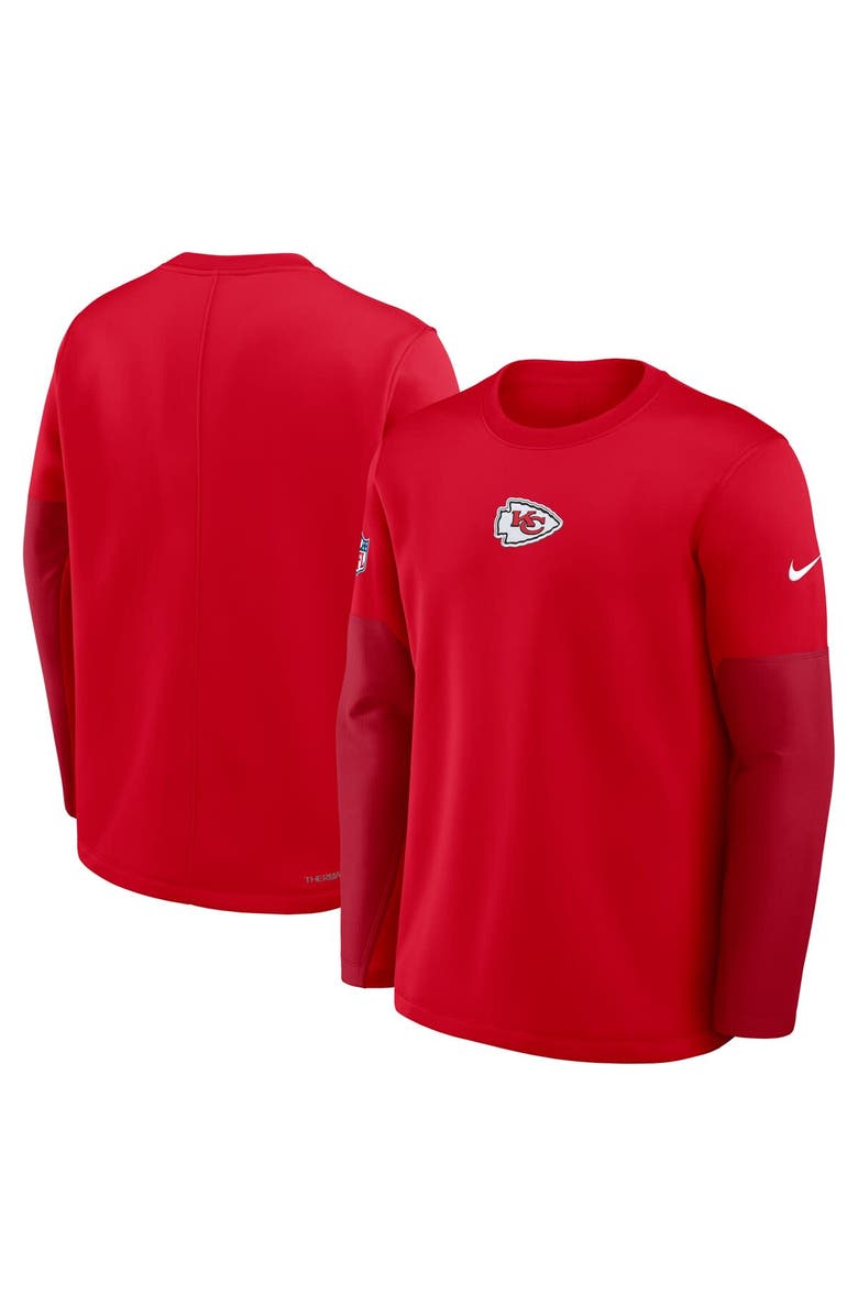 Nike Men's Nike Red Kansas City Chiefs Sideline Coach Therma-FIT Long Sleeve T-Shirt, Alternate, color, Red
