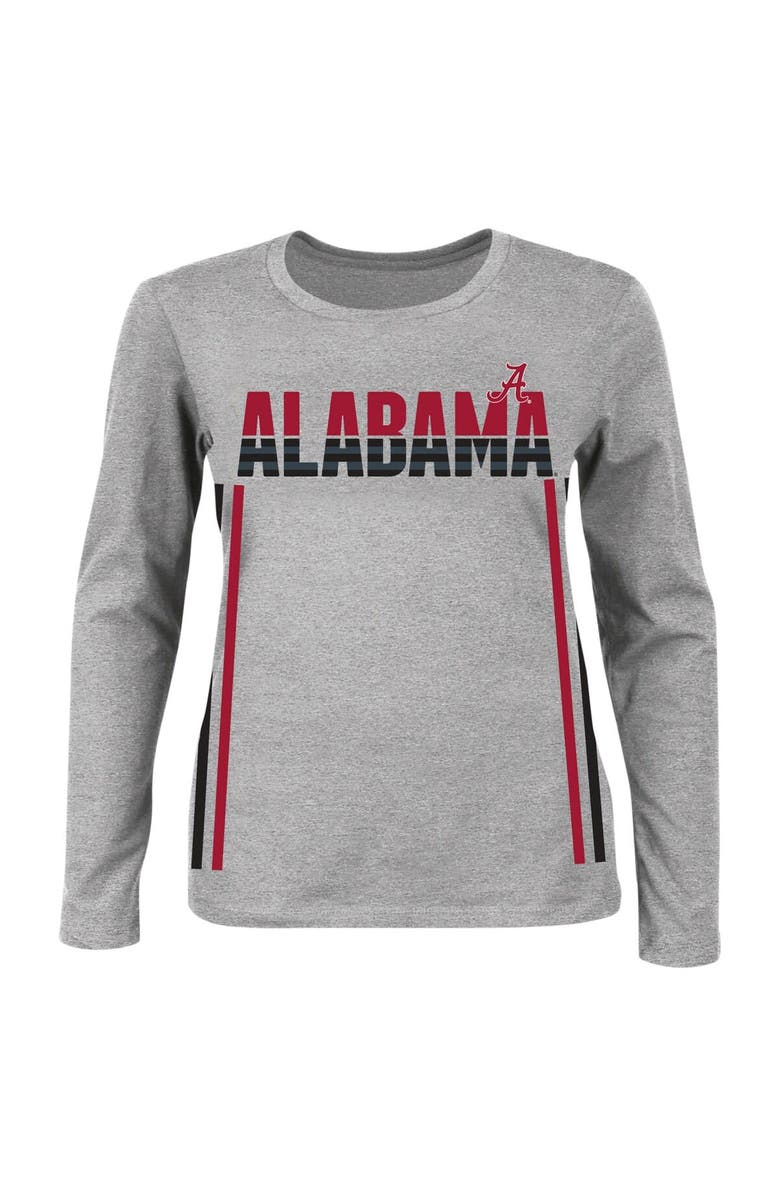 PROFILE Women's Profile Heather Gray Alabama Crimson Tide Plus Size Side Stripe Fleece Pullover Sweatshirt, Main, color, Heather Gray