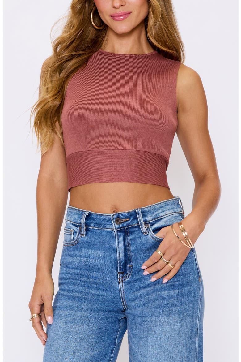 Colbie Tie Back Sweater Tank, Alternate, color, BROWN