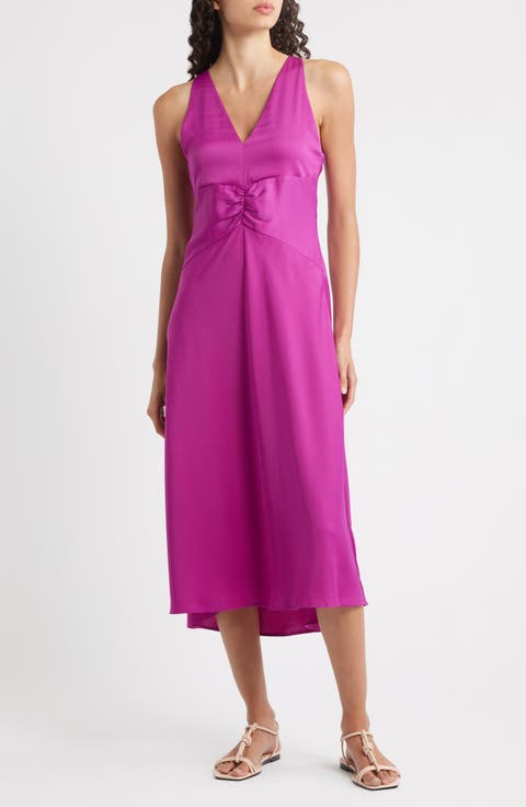 Diclan Sheer Back Satin Dress