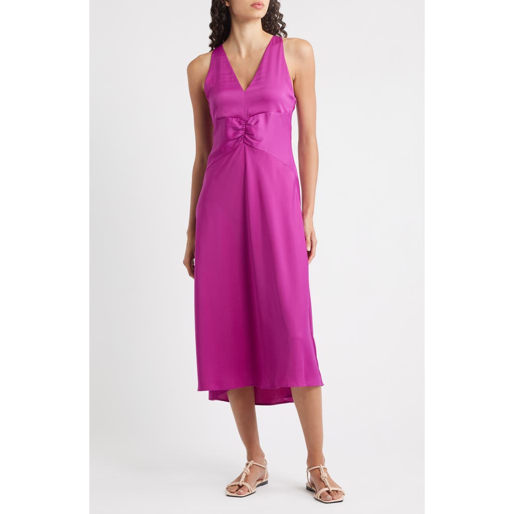 BOSS Orange Diclan Sheer Back Satin Dress in Magenta  product