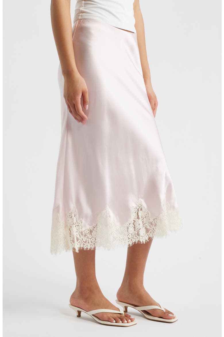 Carolina Lace Trim Silk Midi Skirt, Alternate, color, CHERRY BLOSSOM
