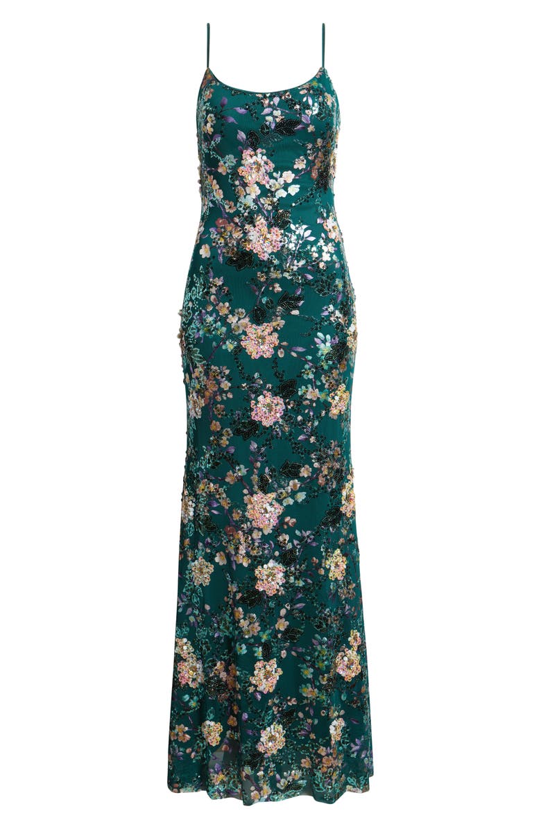 Emerald Sundae Floral Sequin Gown, Alternate, color, Green / Multi