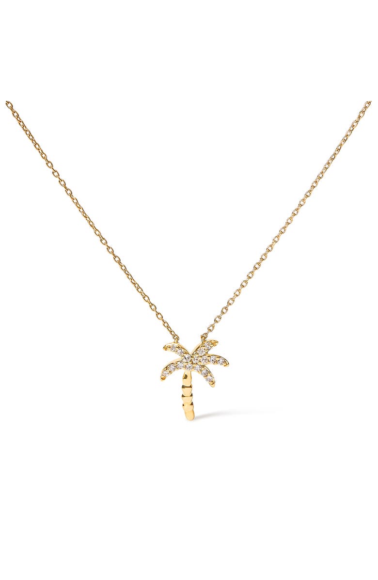Haus of Brilliance 10K Yellow Gold 1/10 Cttw Round Diamond Palm Tree Inch Pendant Necklace, Main, color, Yellow