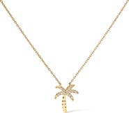 Haus of Brilliance 10K Yellow Gold 1/10 Cttw Round Diamond Palm Tree Inch Pendant Necklace