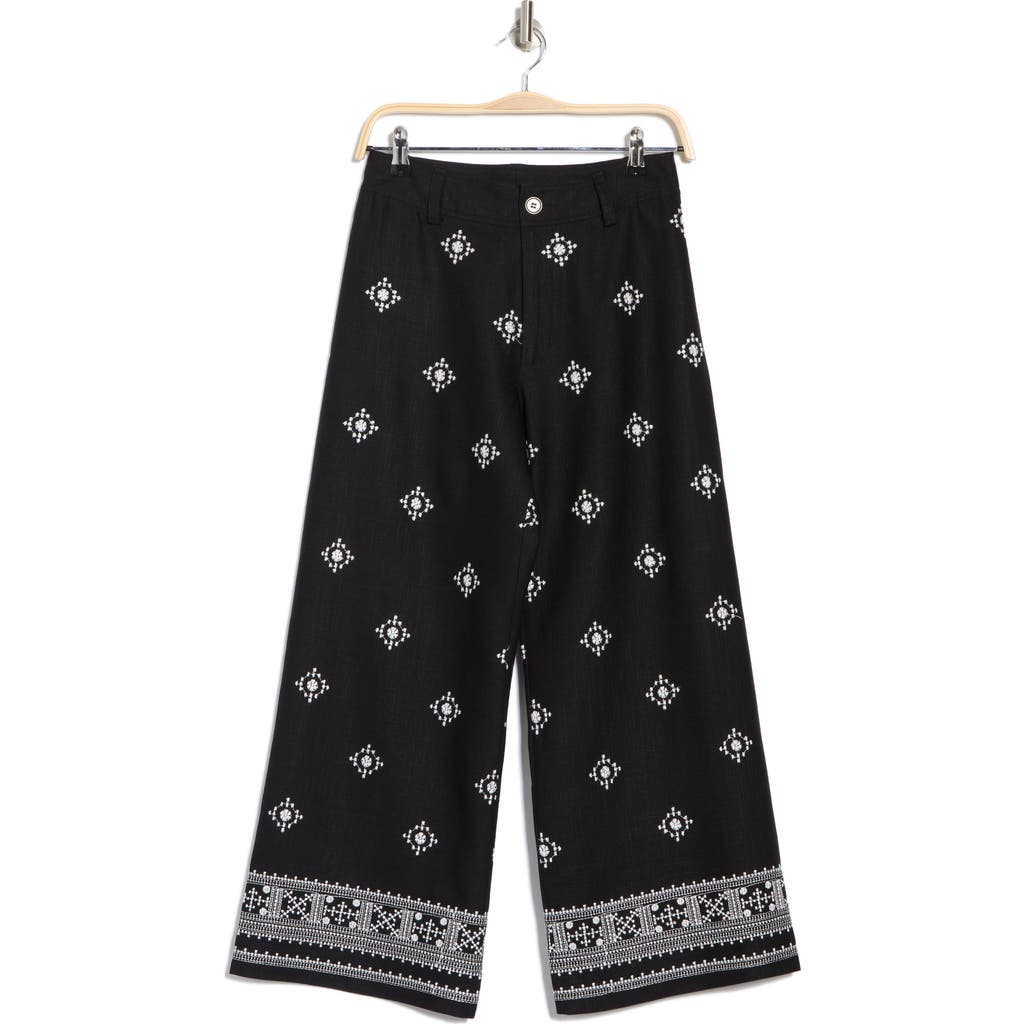 T Tahari Embroidered Border Pants