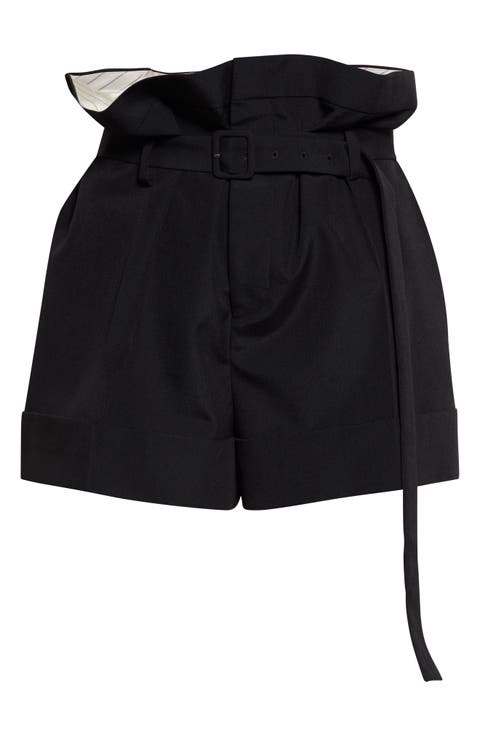 Paperbag Waist Mohair & Wool Shorts