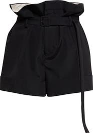 Saint Laurent Paperbag Waist Mohair & Wool Shorts