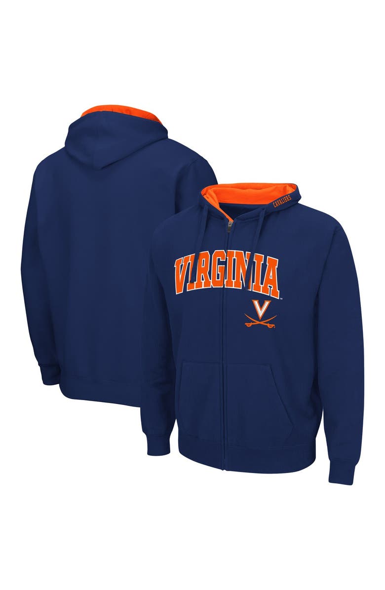 COLOSSEUM Men's Colosseum Navy Virginia Cavaliers Arch & Logo 3.0 Full-Zip Hoodie, Main, color, Navy