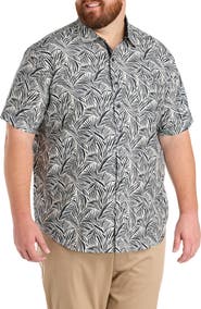Synrgy by DXL Big & Tall Microfiber Abstract Leaf Print Sport Shirt