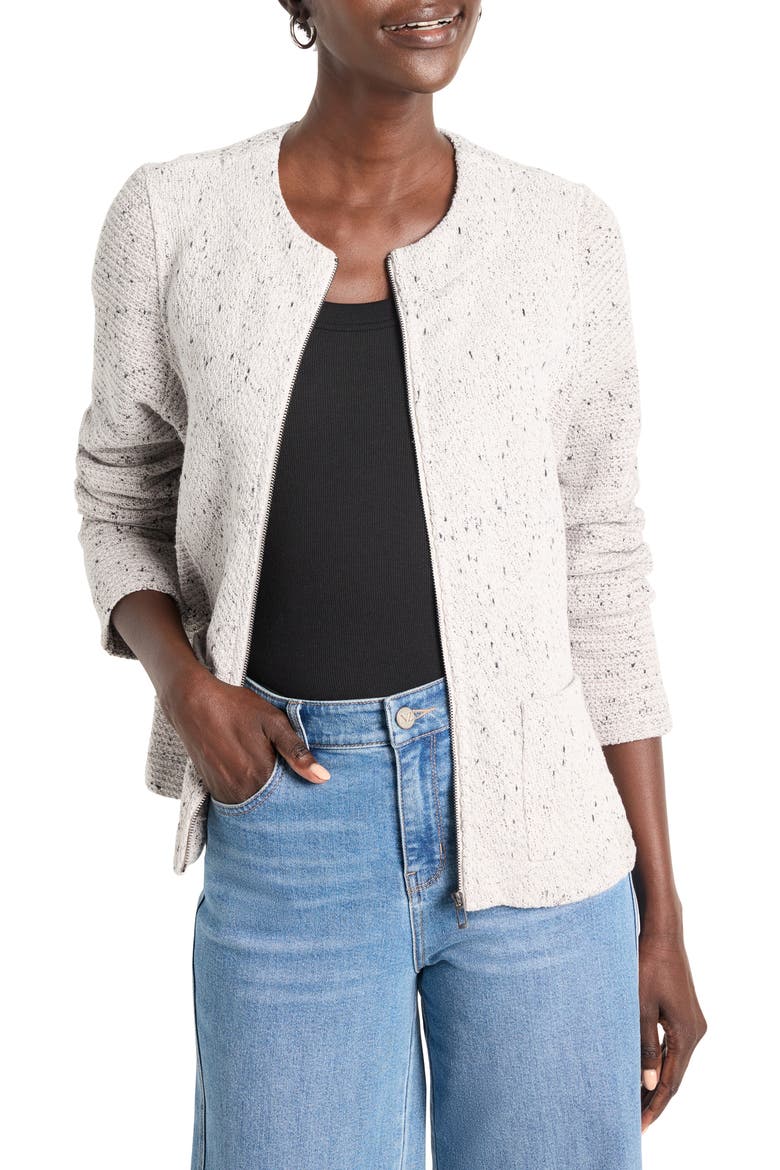 Woven & Knit Zip Jacket, Main, color, SUGAR COOKIE