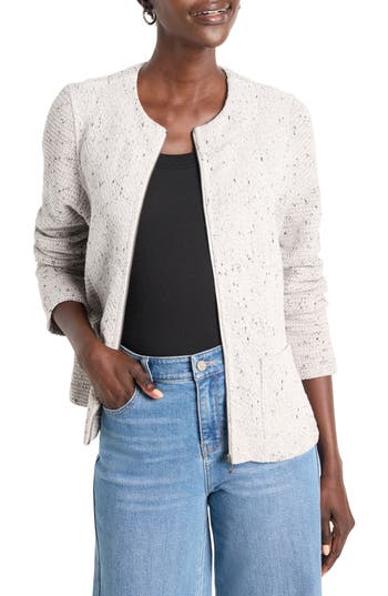 Nic + Zoe Nic+zoe Woven & Knit Zip Jacket In White