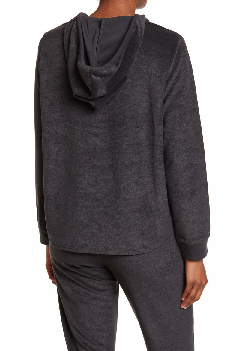 Sun Daze Plush Hoodie, Alternate, color, BLACK