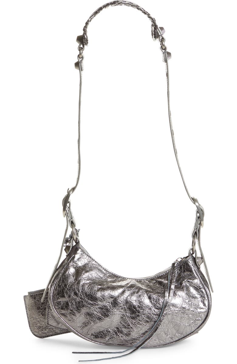 Balenciaga Extra Small Le Cagole Crinkle Metallic Lambskin Shoulder Bag, Alternate, color,