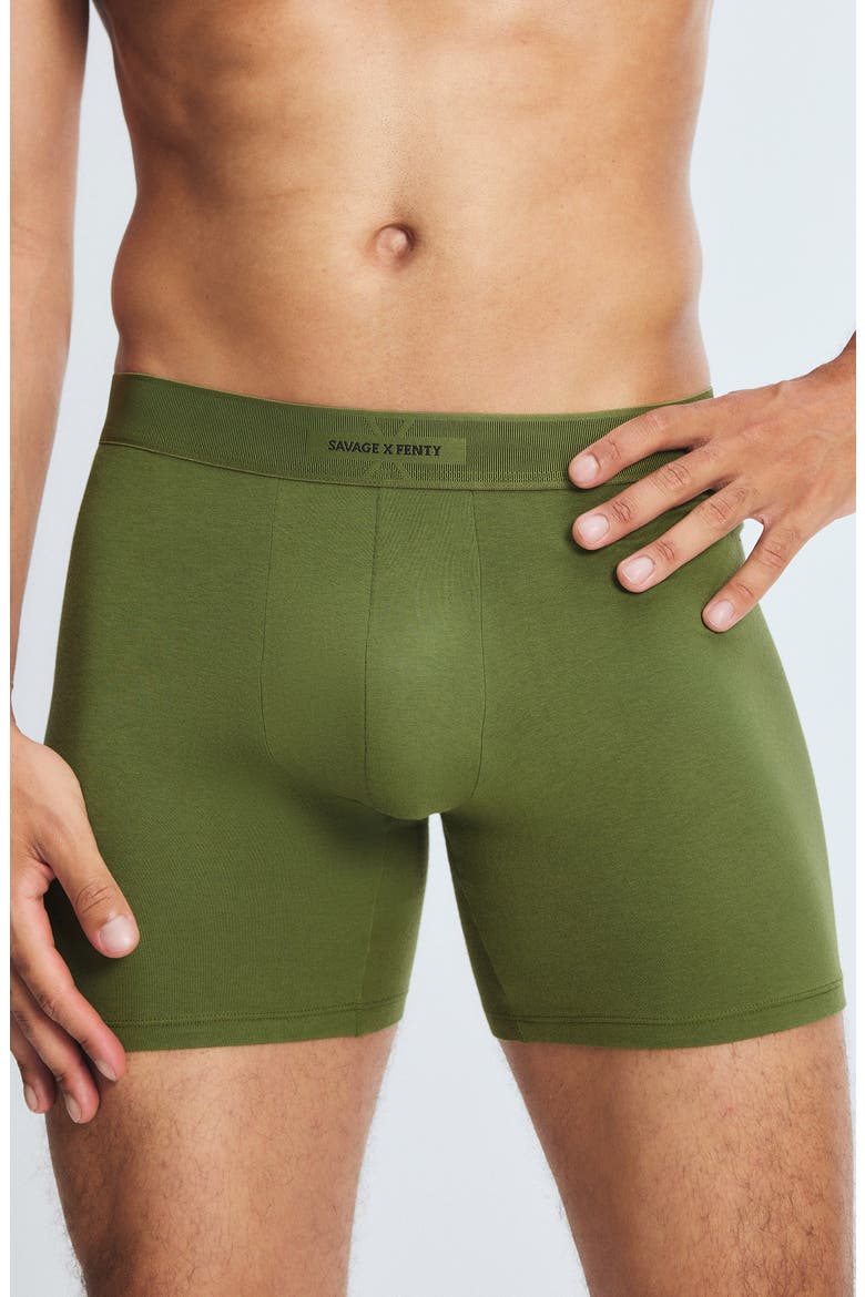 Savage X Cotton Blend Boxer Briefs, Alternate, color, GREEN SCENE