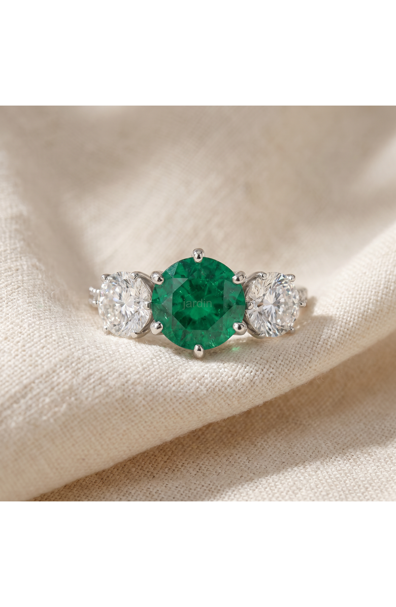 Bliss Diamond 6 3/4Ct Emerald Diamond Ring Three Stone Gold Lab Grown, Alternate, color, 10K White Gold