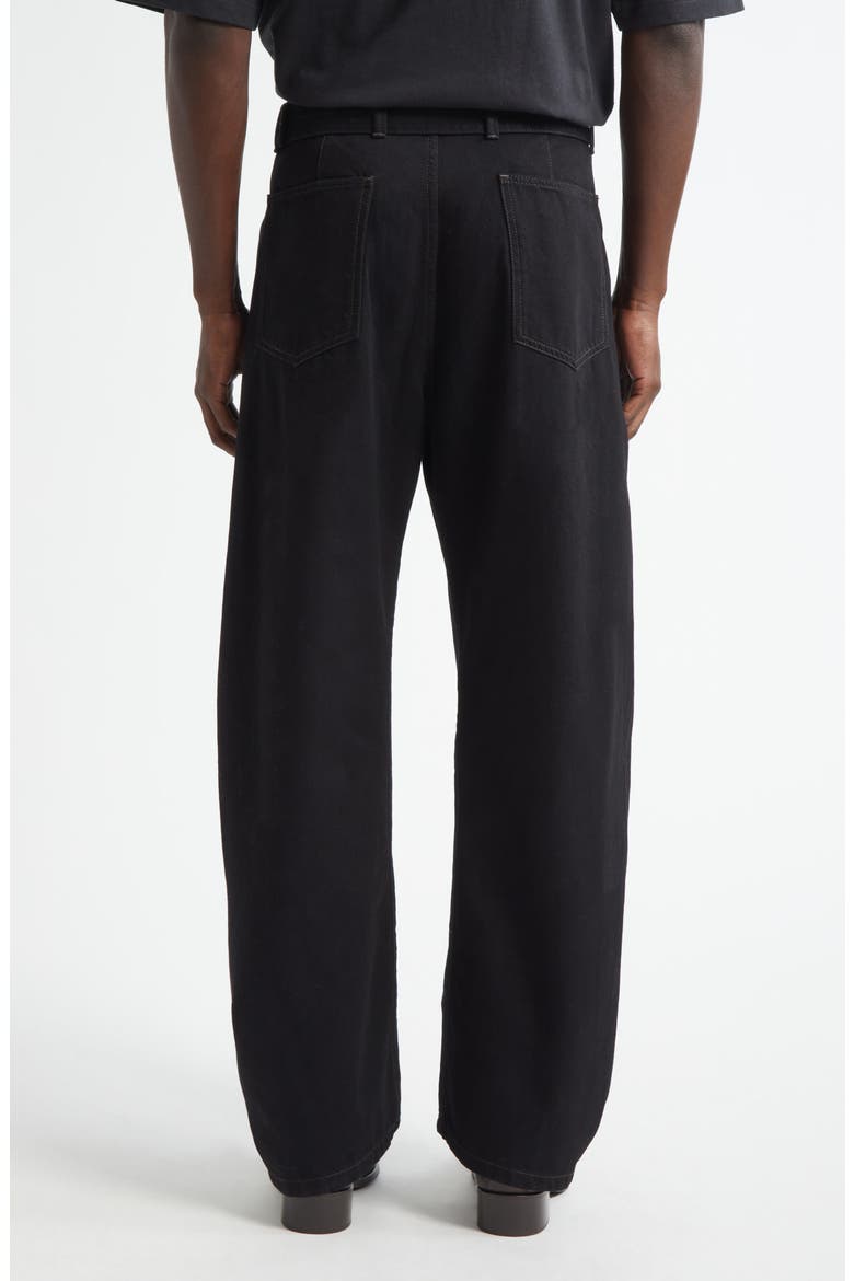 Twisted Seam Belted Barrel Leg Jeans, Alternate, color, BLACK