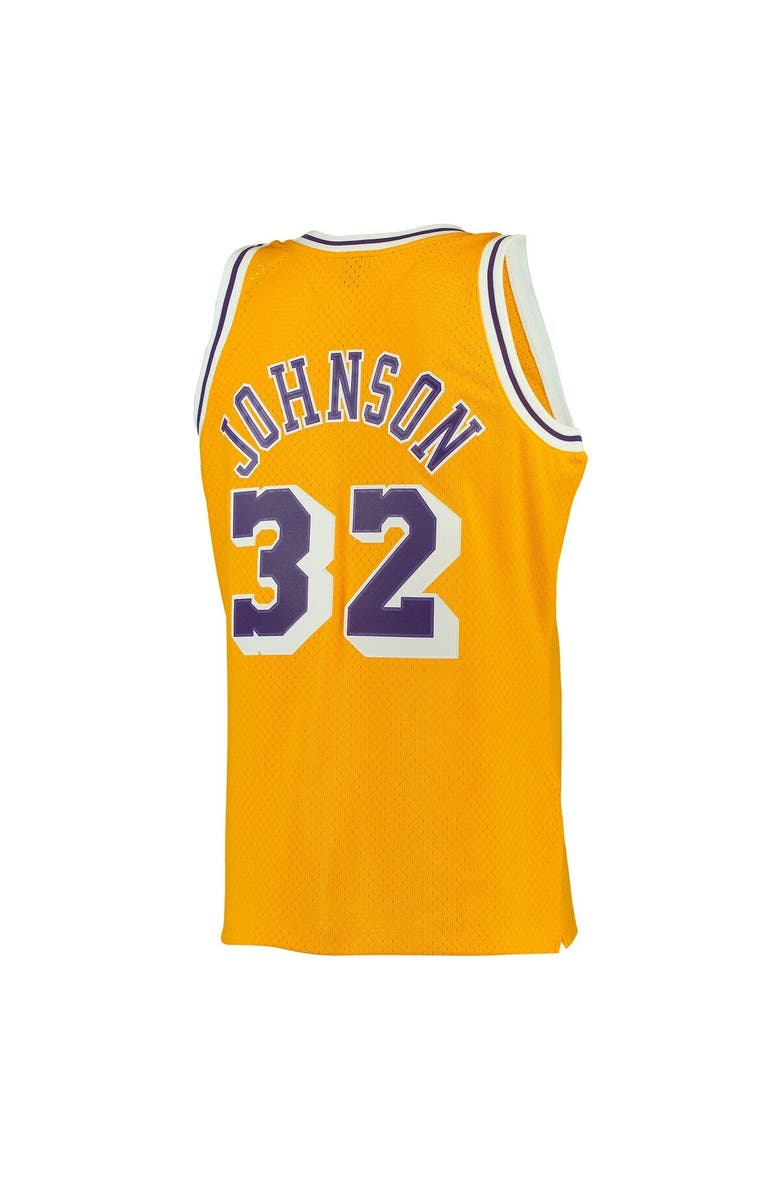 Mitchell & Ness Men's Mitchell & Ness Magic Johnson Gold Los Angeles Lakers 1984/85 Hardwood Classics Swingman Jersey, Alternate, color, Gold