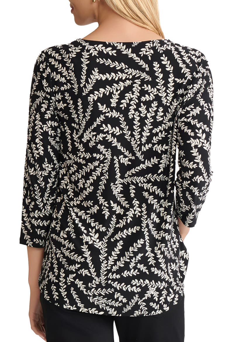 Botanical Print V-Neck Top, Alternate, color, JONES BLACK/ JONES WHITE