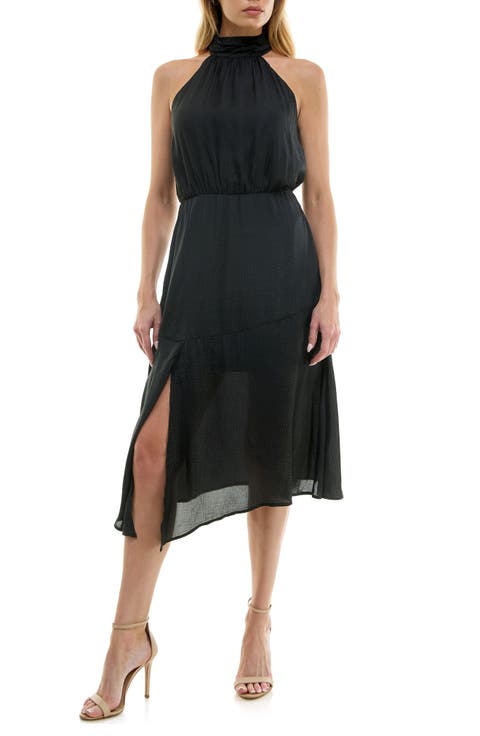 Tiered Satin Midi Dress
