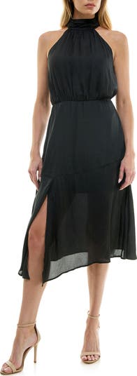 Tiered Satin Midi Dress
